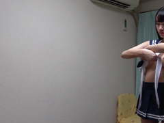 Yua Takanash with School Uniform Undressing in Her Room