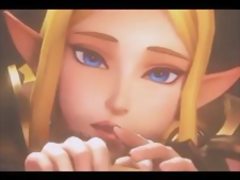 Princess Zelda shares cock and cum with friend