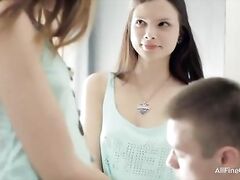 Lovely Russian sisters Chinara & Peachy love the warm cum and hot cocks inside t