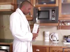 Buxomy British wife takes a skull fucking for Breakfast